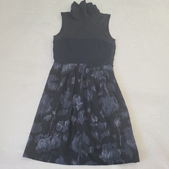 Theory Women's sleeveless turtleneck floral dress sheer black Size 0 Office Goth - Picture 2 of 10